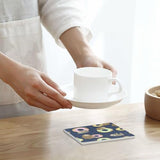 Donut Sloth Square Coasters for Drinks 4 Packs, Absorbent Heat-Resistant Ceramic Stone Coaster Desktop Protector with Cork Base for Kitchen Bar Home Decor, 3.9 Inch